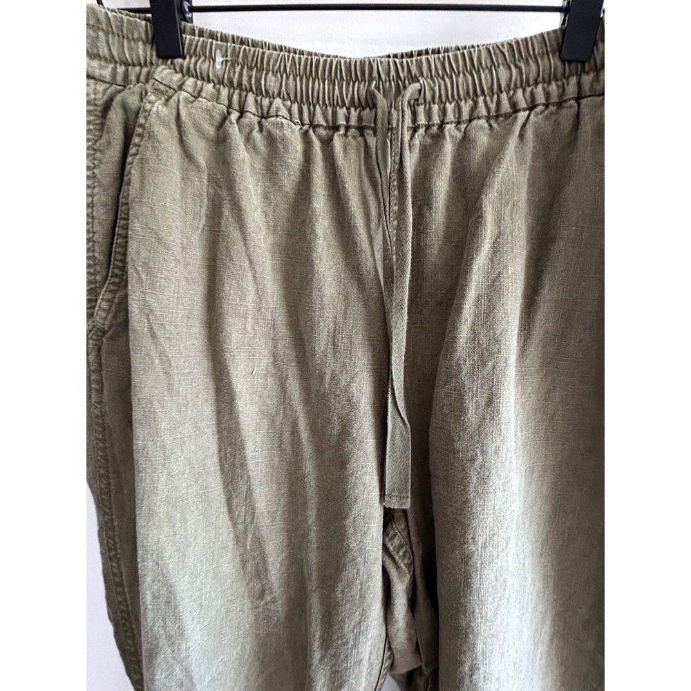Point Sur Women's Elastic Waist Tapered Leg Pants Military Green Sz T10 Linen - Picture 3 of 9